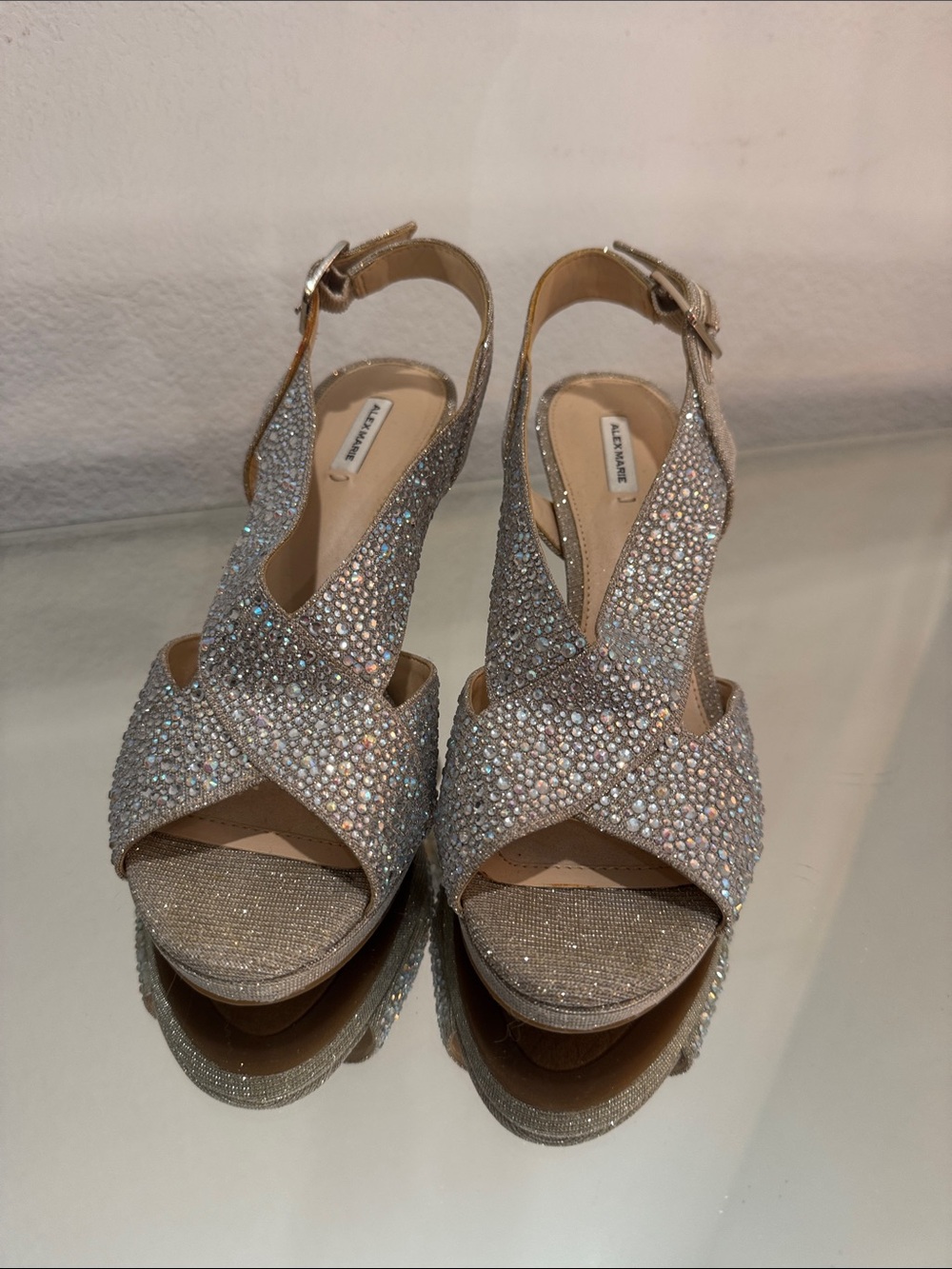 Alex Marie Silver Rhinestone Platform Heels